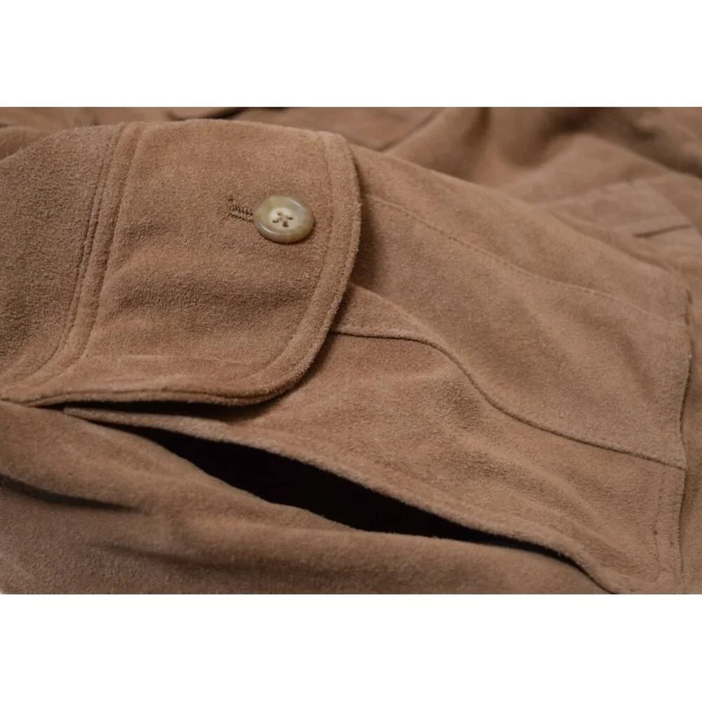 CABELA'S Outdoor Tan Suede Leather Button-Front Field/Hunting Coat/Jacket Size L